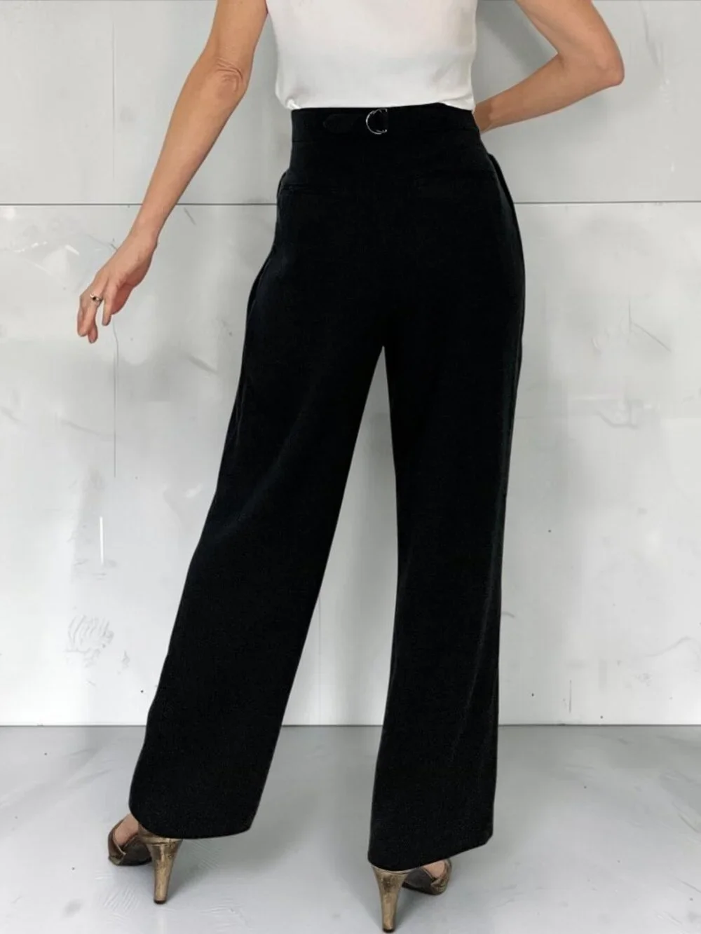Free People Gabbie Pant 2 Black Pleated Front Wide Leg High Rise PANT ONLY